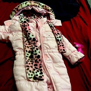 Pink snow suit with scarf